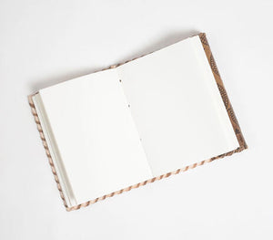 Floral Motif Recycled Leather Unruled Journal
