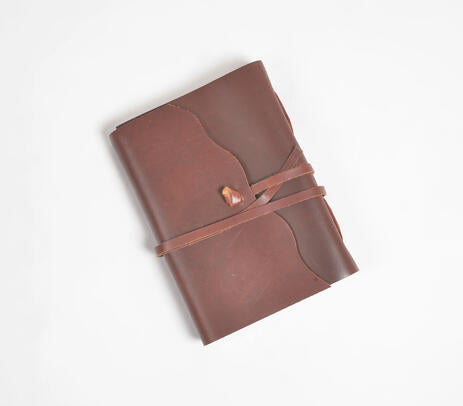 Recycled Plain Leather Unruled Brown Journal