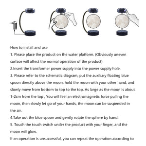 Portable Magnetic Levitation Moon Lamp LED Rotating Dangling Lamp