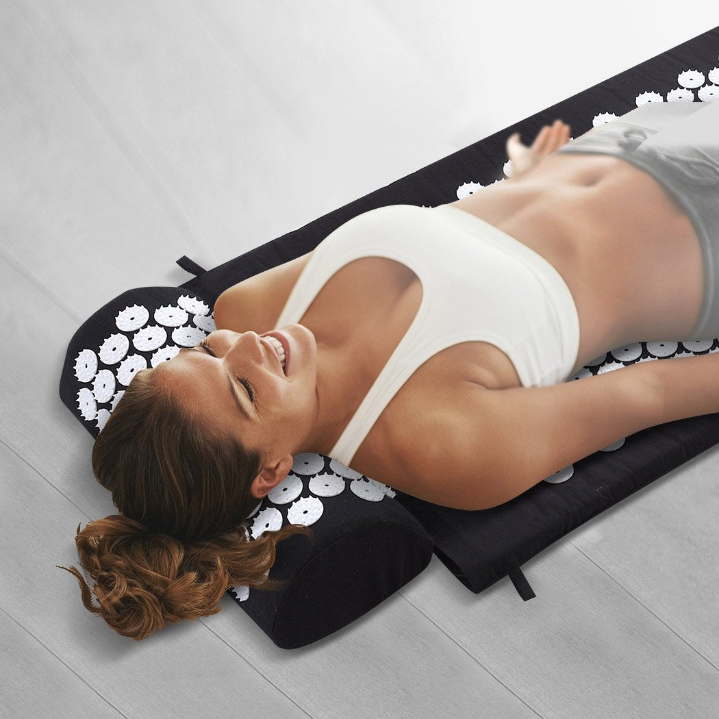 Acupressure Mat Yoga Massage Shakti Sit Lying Pain Stress Relax Black