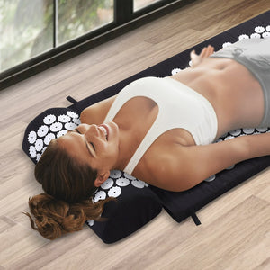 Acupressure Mat Yoga Massage Shakti Sit Lying Pain Stress Relax Black